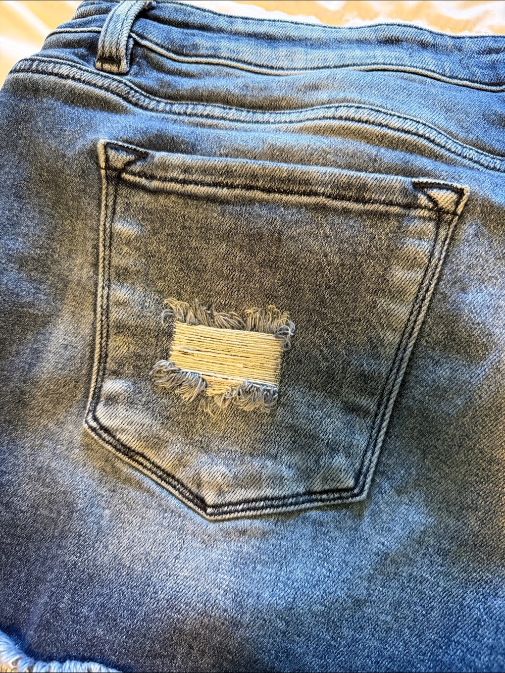 KanCan Blue Washed Distressed Denim Jeans with metal Logo Plate - Picture 11 of 12
